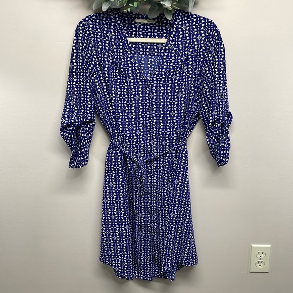 41 Hawthorn Shirt Dress 3/4 Sleeve Roll Tab Button Front M - Picture 1 of 16
